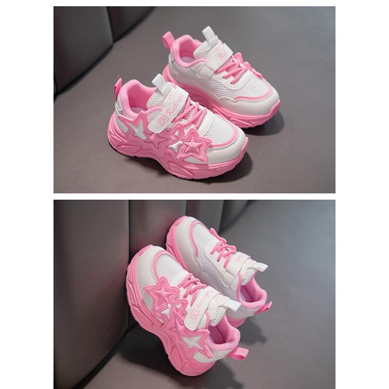 Girls' Sports Shoes Net Surface Breathable Spring and Autumn New Soft Soled Running Shoes for Children Big Daddy Shoes for Girls