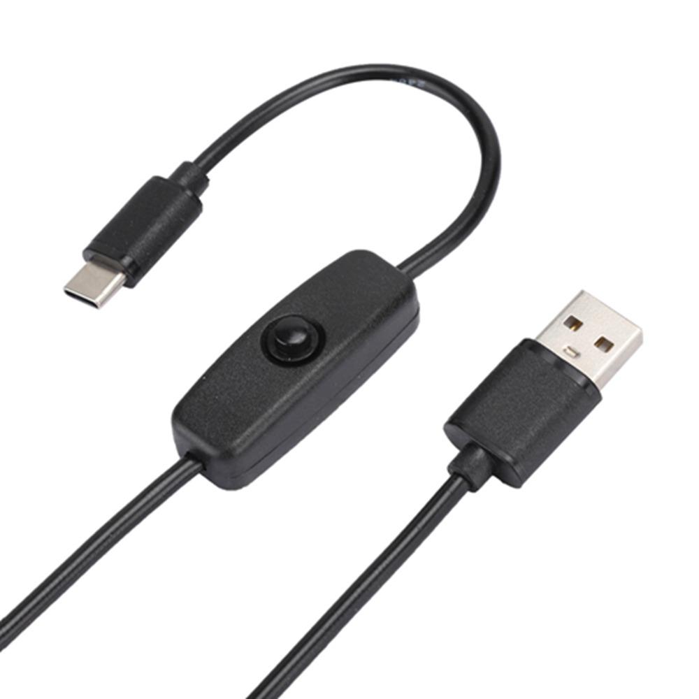 Durable 5V 3A Type C to USB Charging cable 1M / 3.3ft Power Button Switch Type C Cable Power Cord for Raspberry Pi 4B