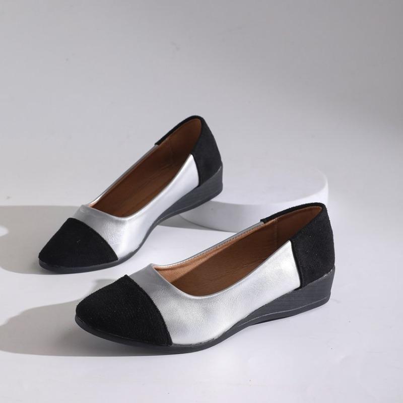 Fashion 2025 Spring New Women's Shoes Fashion Color Blocked Shoes Light Mouth Pointed Flat Bottom Small Single Shoes for Women