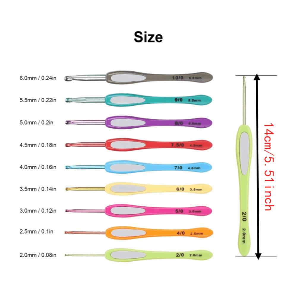 9 Pcs 14cm Length Knitting Tool Set Aluminum Needles Aluminum Crochet Needles DIY Handwoven