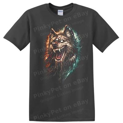 Wolf Head Graphic T Shirt Fierce Animal Print Artistic Design Tee