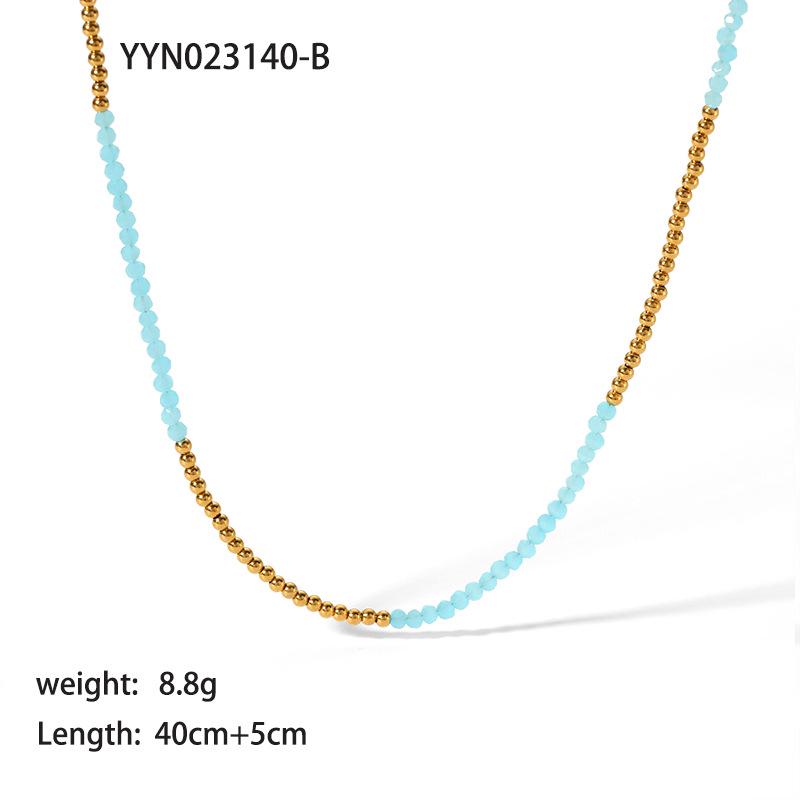 

18K Stainless Steel Beaded Fashion Necklace - Simple, High-End Design for Women чорний