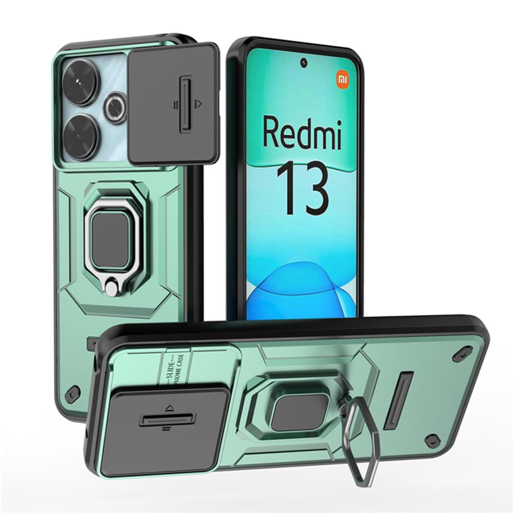 For Xiaomi Redmi 13 Case Luxury Ring + Movable Window Back Cover Armor Case For Xiaomi Redmi 13 Redmi13 Phone Case