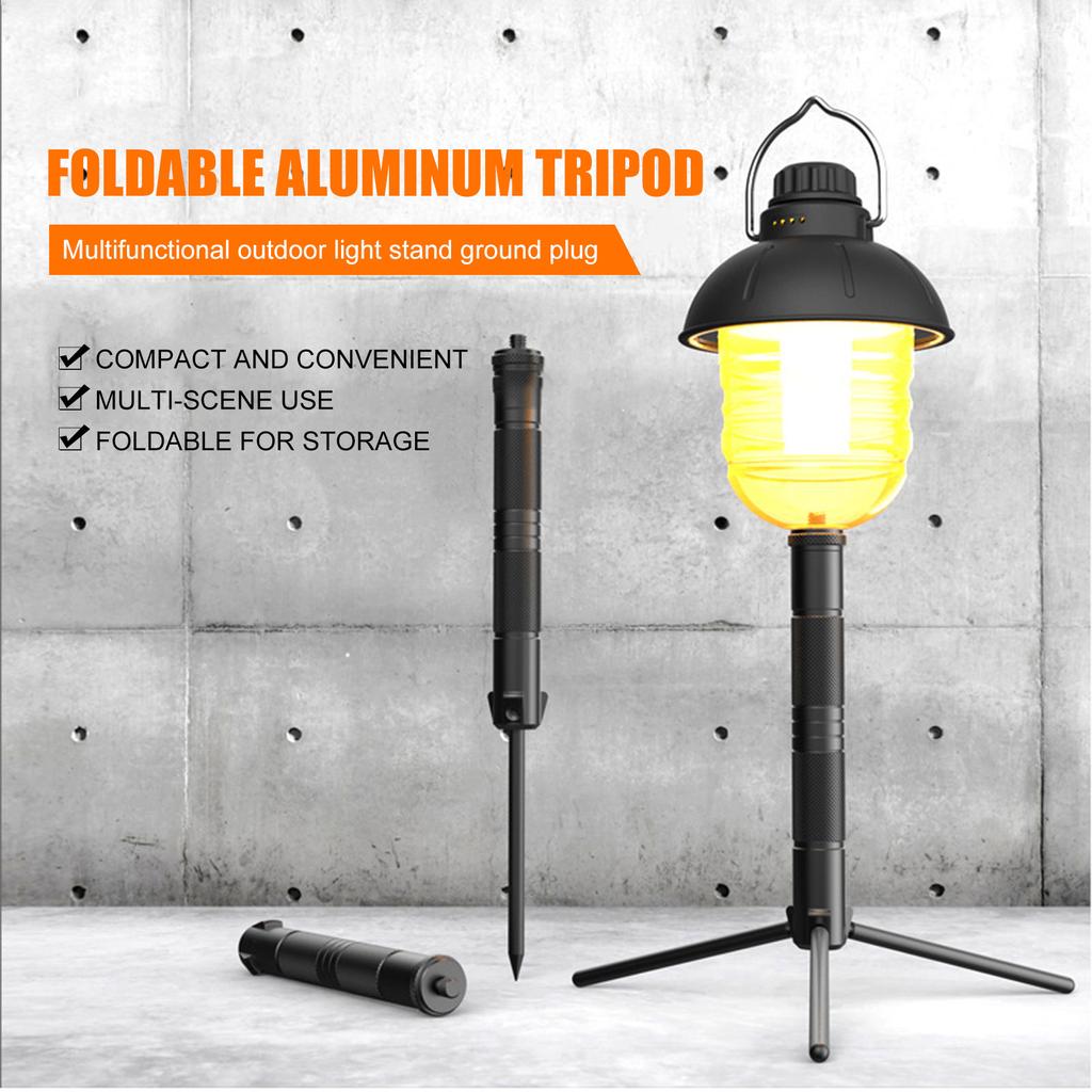 Lantern Stand with Ground Spike Multifunctional Camera Phone Tripod Bracket Aluminum Alloy Portable for Outdoor Camping