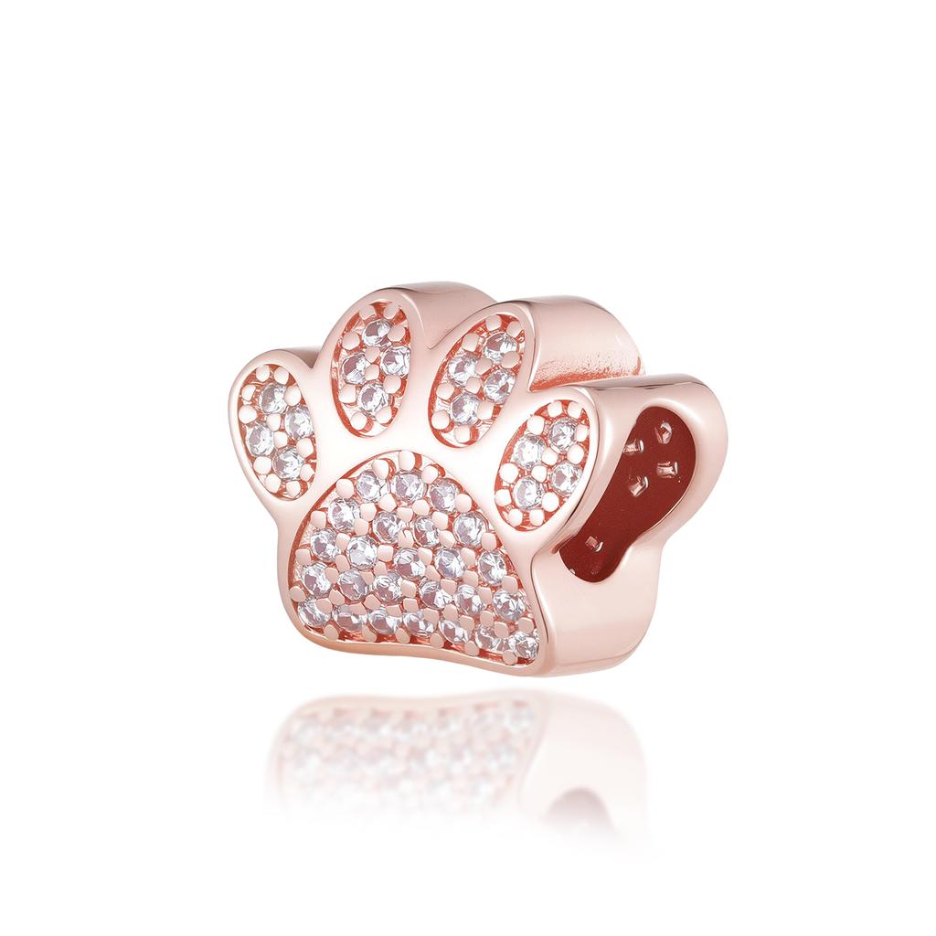 New Rose Gold Color Charm For Women Shiny Cubic Zirconia Beads Heart Star Sun Diy Fit Original Silver 925 Bracelets Jewelry Gift