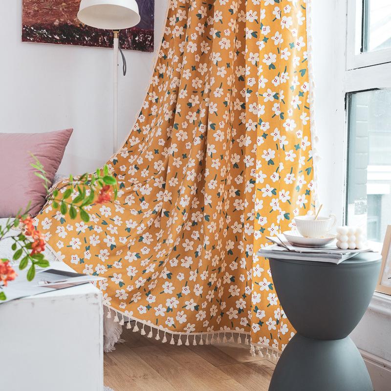 Curtain Finished Printing Pastoral Small Fresh Floral Children'S Room Decoration Small Window Short Curtain