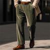 Pantaloni Eleganti da Uomo in Velluto a Gamba Dritta con Tasche Anteriori per Affari e Vacanze