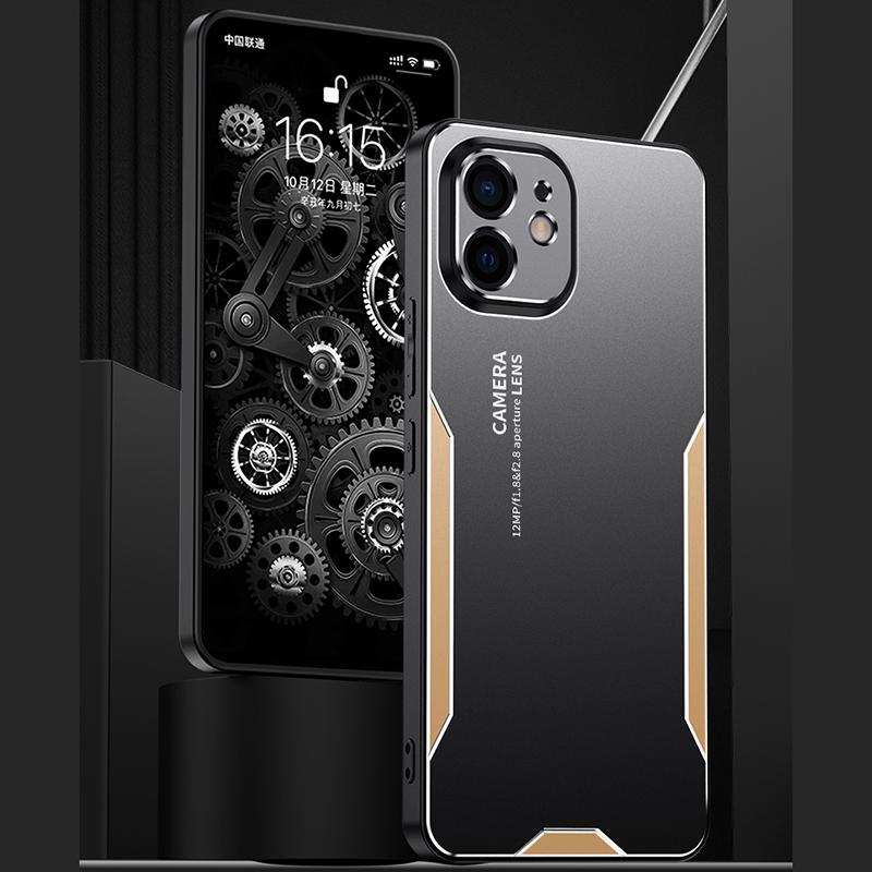 For iPhone 12 Phone Case Aluminum Alloy+PC+TPU Military Grade Shockproof Cover