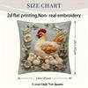 2D flat- Rustic Hen and Chicks Floral Throw Pillow Cover Farmhouse Style Square Cushion Case for Home Sofa Decor