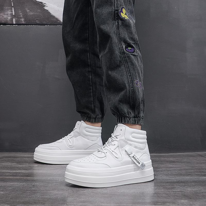 Herrenschuhe mit hohem Schaft Freizeitschuhe modische trendige Schuhe Herrenbekleidungsgeschäft dicke Sohlen erhöhen die Höhe dicke Sohlen schütteln schnell live Wenzhou Schuhe