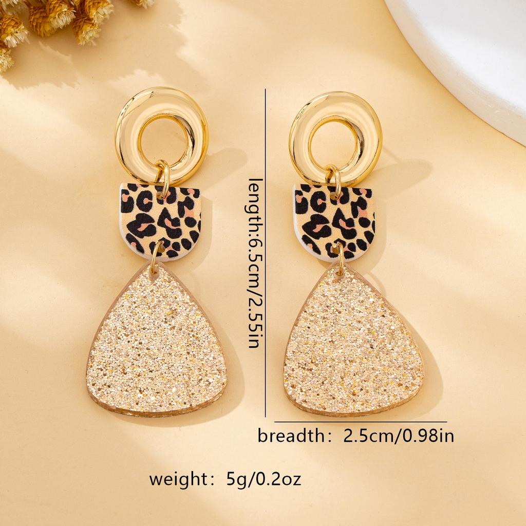 Women's Earrings, Geometric Leopard Print Fashion Pendant Earrings, Suitable for Daily Wear and Vacation Wear