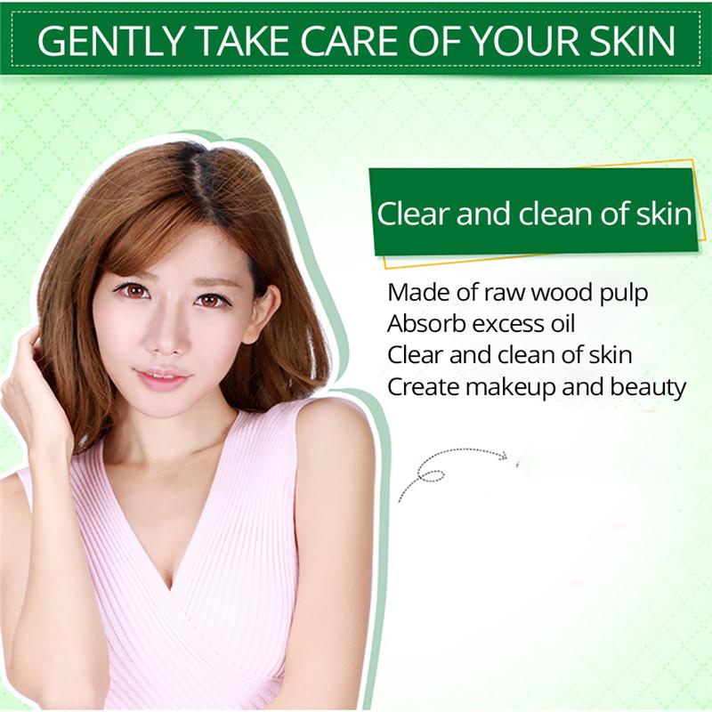 100 sztuk / worek Bibułki do twarzy Film Kontrola pochłaniania oleju Bibuły do czyszczenia twarzy
