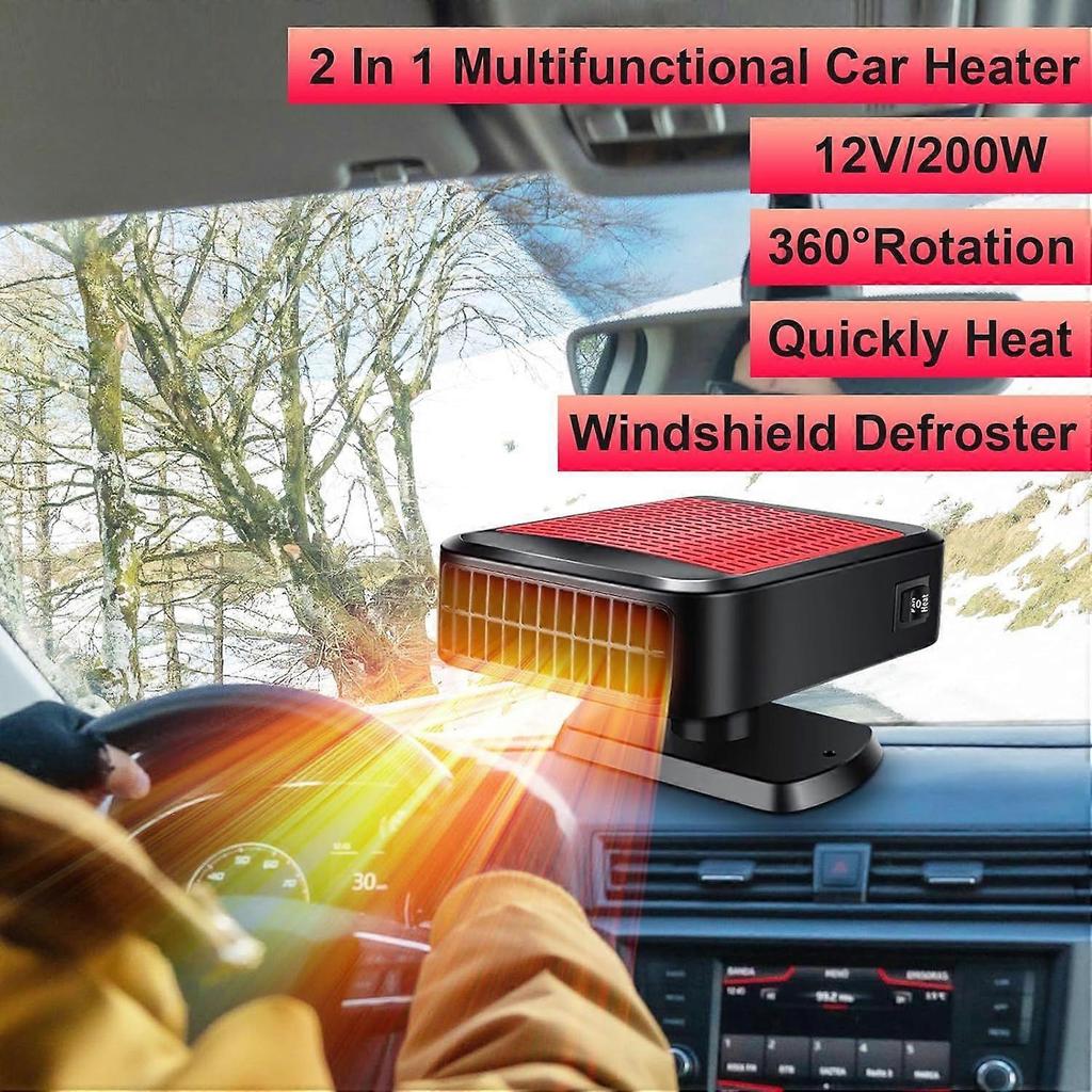12V Portable Car Heater, 200W Fast Heating Defroster 2 In 1 Automobile Windshield Fast Heaters Car Heater That Plugs Into Cigarette Lighter for Car, S