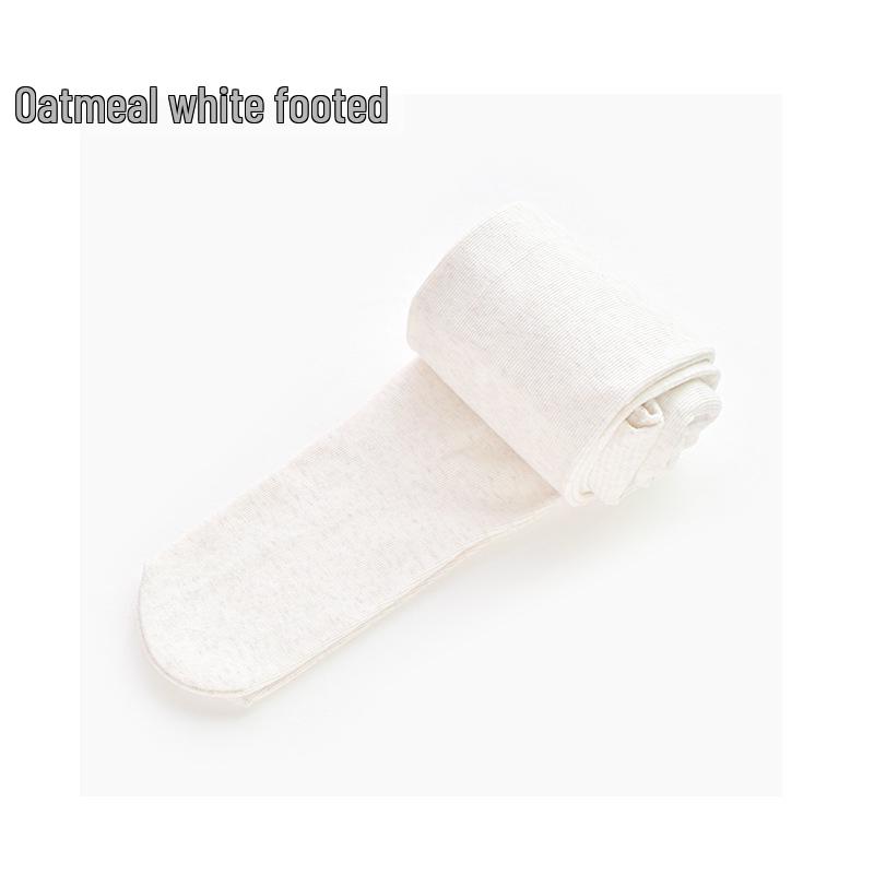 1913 Smoky Grey High-Waist Stretch Cotton Stripe Footless Tights - Comfortable, No-Sag, Perfect for Women in Autumn/Winter.