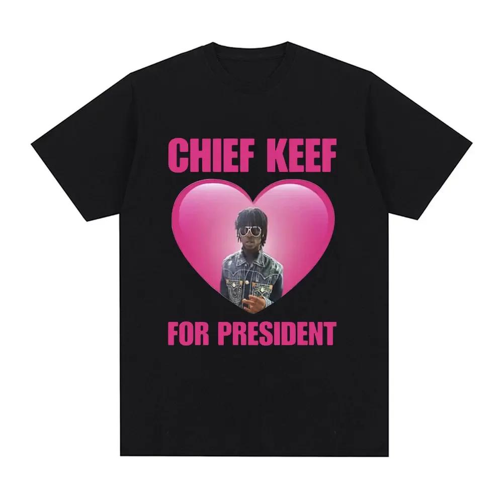 Rapper Chief Keef for President Fashion Casual Short Sleeved Tshirt Beautiful Retro Extra Large Womens Tshirt Street Clothing