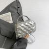 Silver Handbag Fashion Puff Bag For Women Quality Pu Leather Crossbody Mini Bag Brand bolsa feminina Small Square Bag Black