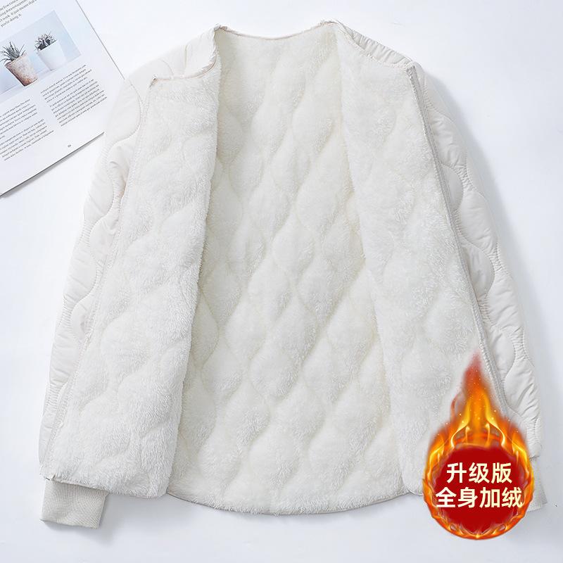 

Осенне-зимняя хлопковая одежда с подкладкой женская короткая повседневная подкладка из овечьей шерсти облегающая теплая хлопковая куртка куртка 5XL (140-75 kg)