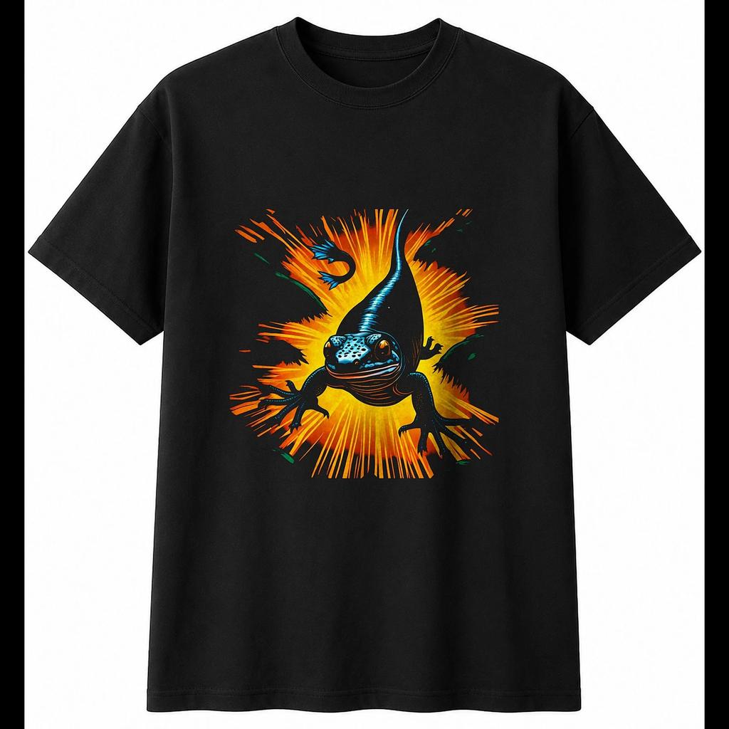 Great Crested Newt Tattoo Reptile Mens T-Shirt Black 100% Cotton Exotic Printed