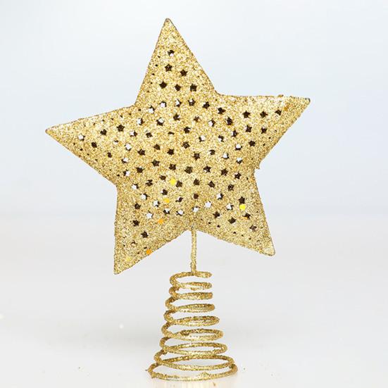 Christmas Decoration Anti-deform Five-pointed Star/Elk Glittering Christmas-Element Home Decor Decoration Accessory Christmas Tree Top Star for Party