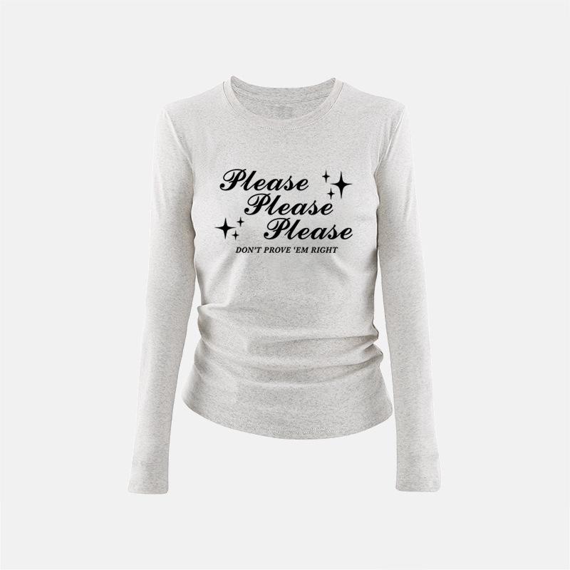 

Женская осенне-зимняя футболка с длинным рукавом, круглым вырезом, приталенного кроя, базовая, с принтом букв, пуловер, топ для многослойности XL