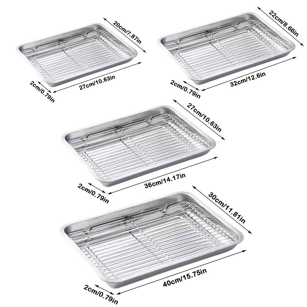 Removable BBQ Tray with Cooling Rack Oven Rack Stainless Steel Baking Pan  for Cooking Roasting