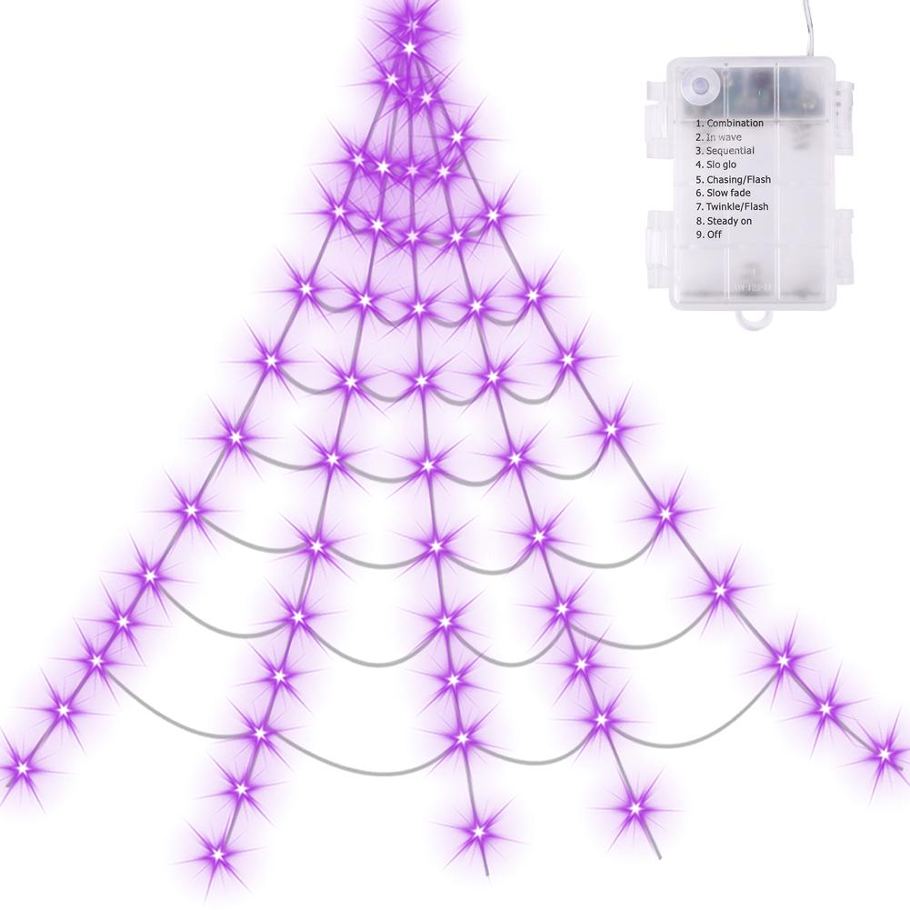 Haunted House Props Spider Web 8 Modes LED Spider Net Halloween Spider Web String Light for Party Garden Hanging Halloween Decor