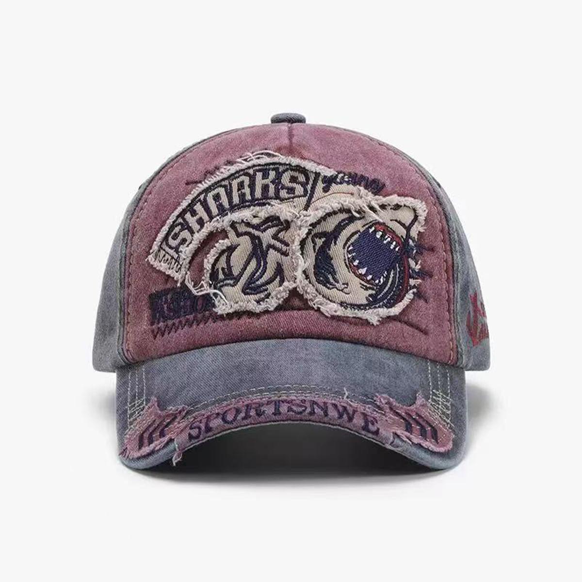 

Unisex SHRRKS Shark Embroidery Baseball Caps Spring Autumn Outdoor Adjustable Casual Hats Sunscreen Hat Sports Cap вина червоного кольору