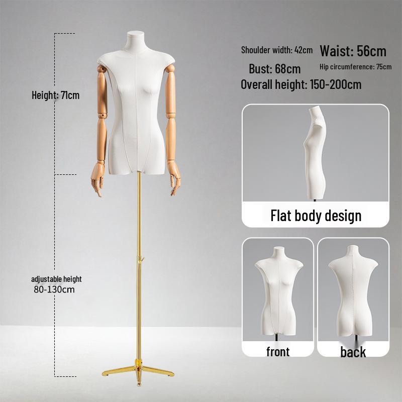 Adjustable Height Mannequin Stand with Arms for Women's Clothing Display