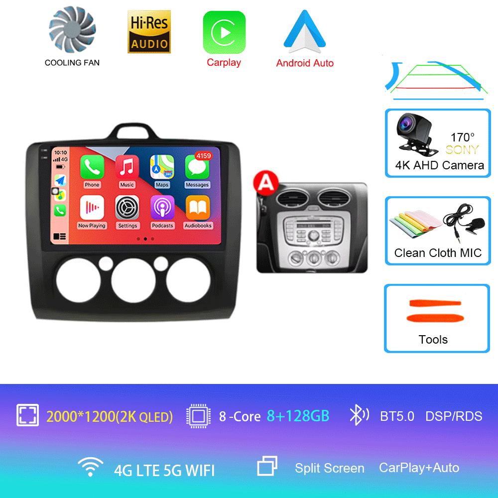 Android 14 Car Radio Autoradio For Ford Focus 2 Mk2 2004 - 2011 GPS Navigation Multimedia Player Carplay Stereo WIFI 360 Camera
