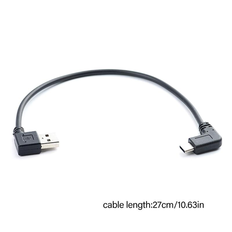 Space Saving Right Angle USB 2.0 To USB C Adapter Cable Cord With Reversible Design For Fast Charging And Data Transfer