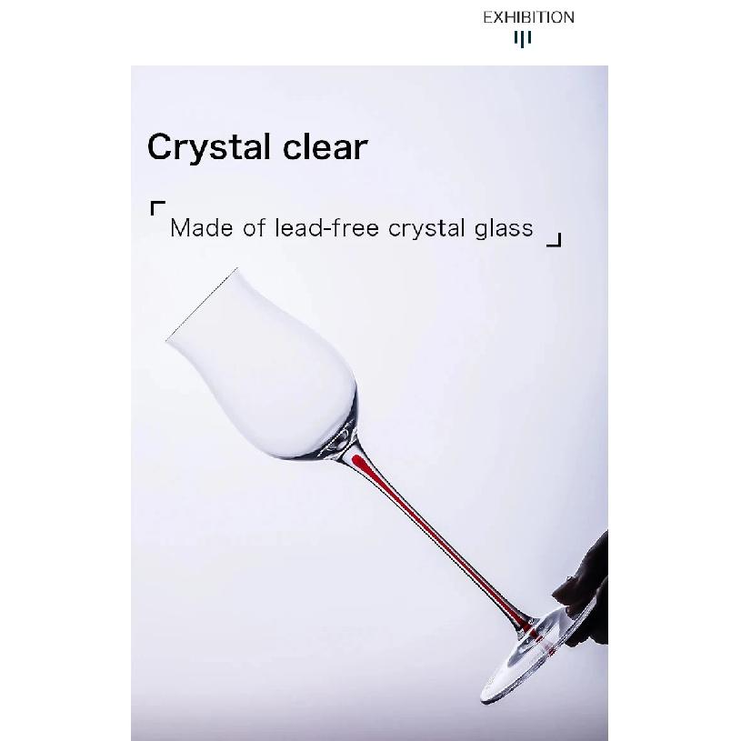 Handmade Crystal Flared Wine Glass Red Rod Sweet Whiskey Tasting Glass for Enhanced Aroma And Flavor Experience