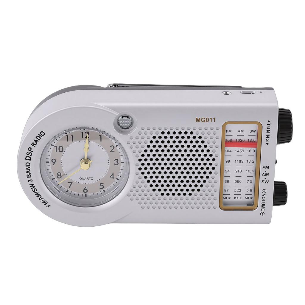 Portable Radio Rechargeable Battery Operated FM AM SW Multi Band Radio with Clock 3W Speaker for Music News Traffic Updates