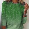 Women's T-shirt with 3D Floral Print and Fashionable Long Sleeves