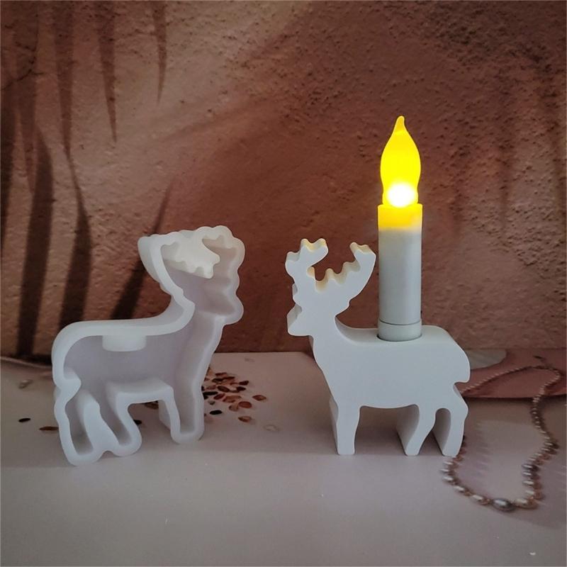 Moose Candle Holder Silicone Molds Reindeer Candlestick Silicone Mould For Epoxy Resin Christmas Holiday Decoration