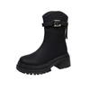 Thick-soled Martin boots women's 2025 autumn and winter new French retro large-size short boots rear zipper thin boots Chelsea boots