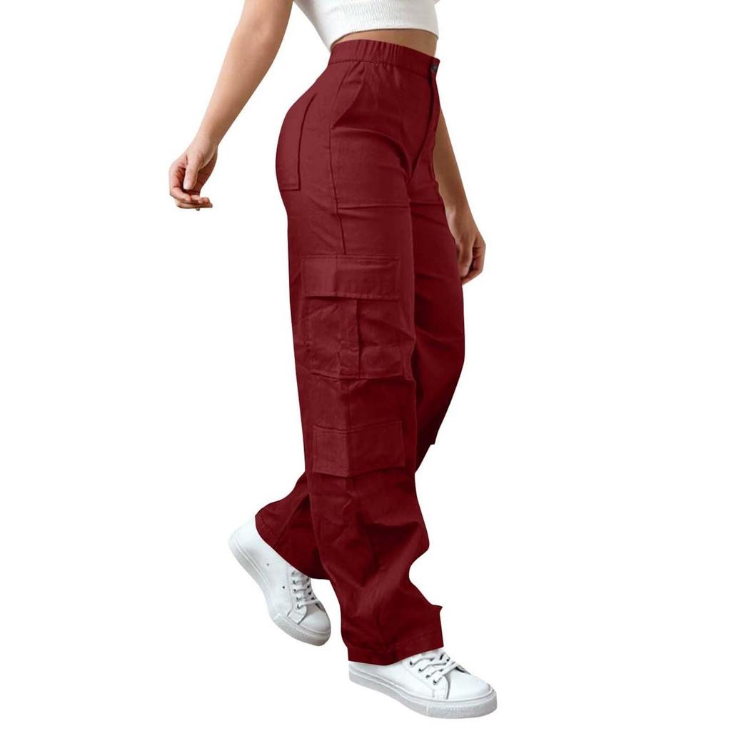 Dámské elastické cargo kalhoty s vysokým pasem, strečové, ležérní, se širokými nohavicemi, streetwear, parašutistické, turistické kalhoty s kapsami