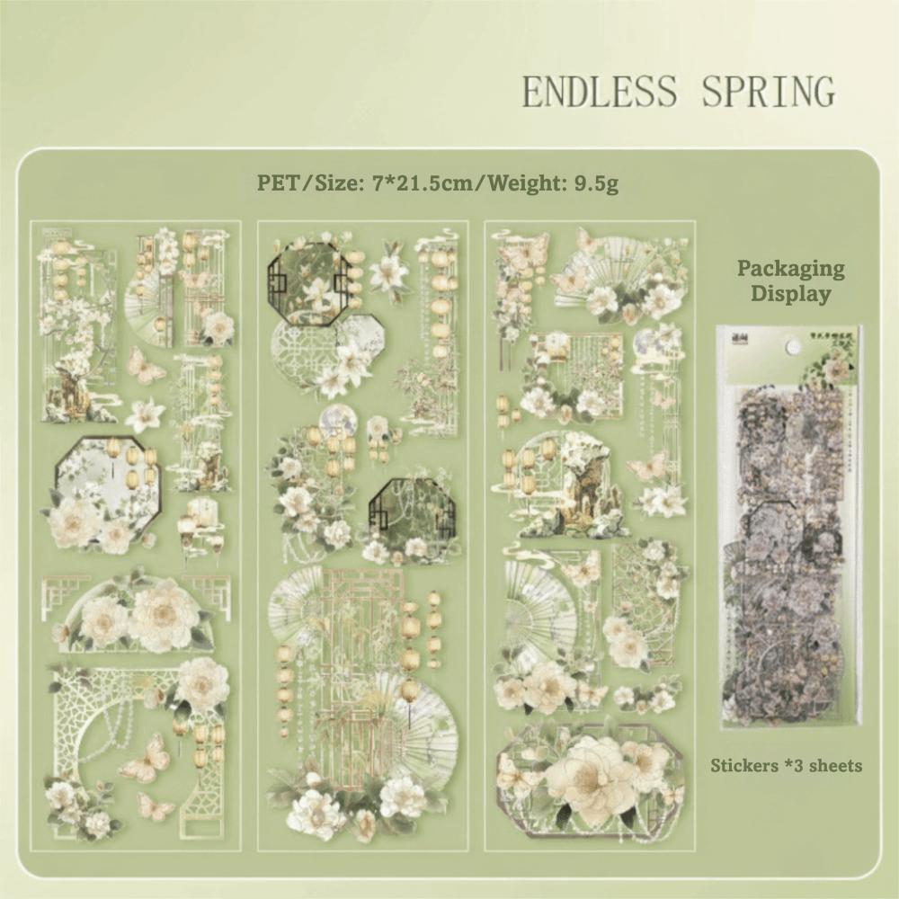 

3 Sheets/Bag Classical Flower Hot Stamping Stickers Vintage Diary Stickers Scrapbooking Decoration A