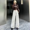 White High Waist Wide-leg Jeans for Women In Autumn and Winter New Straight and Loose Straight and Slim Draped Floor Pants Plus Velvet