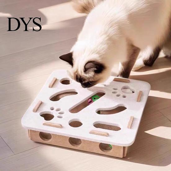 Mentales Stimulations-Katzen-Spielzeug Kratz-Labyrinth Interaktiver Filz-Nagelfeiler Selbstspiel-Box mit Kratzfläche und Spiel 3 Glöckchenbälle für Wohnungskatzen Stimuliert Kätzchen