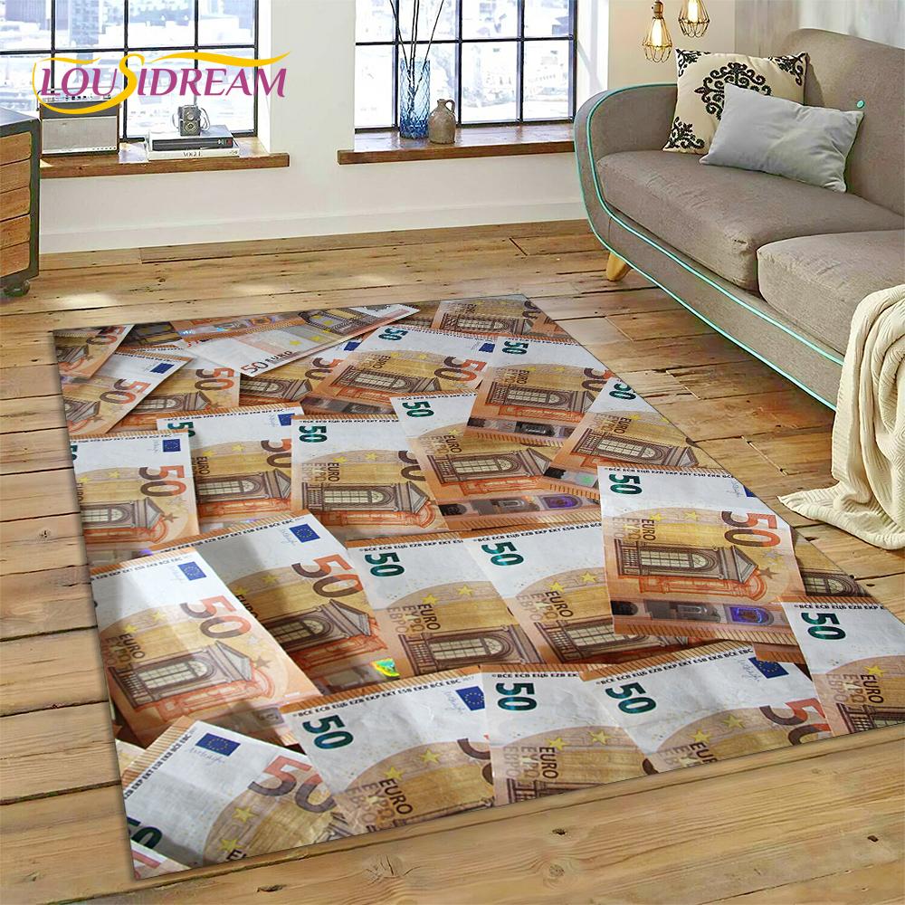 Teppich mit Dollar-, Euro- und Pfund-Motiv, Cartoon-Motiv, für Zuhause, Wohnzimmer, Schlafzimmer, Sofa, Fußmatte, Dekor, rutschfeste Bodenmatte für Kinder