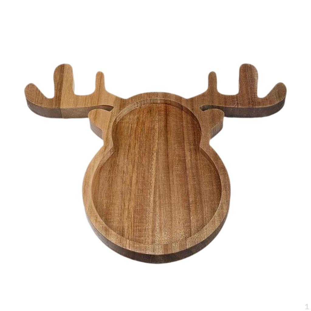 Christmas Wooden Serving Tray Dessert Plate Sturdy Decorative Breakfast Food