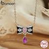 Bamoer Original 925 Silver Witch Knot Pendant Bow Charm Pink Love Beads DIY For Women Party Daily Gift Fine Jewlery