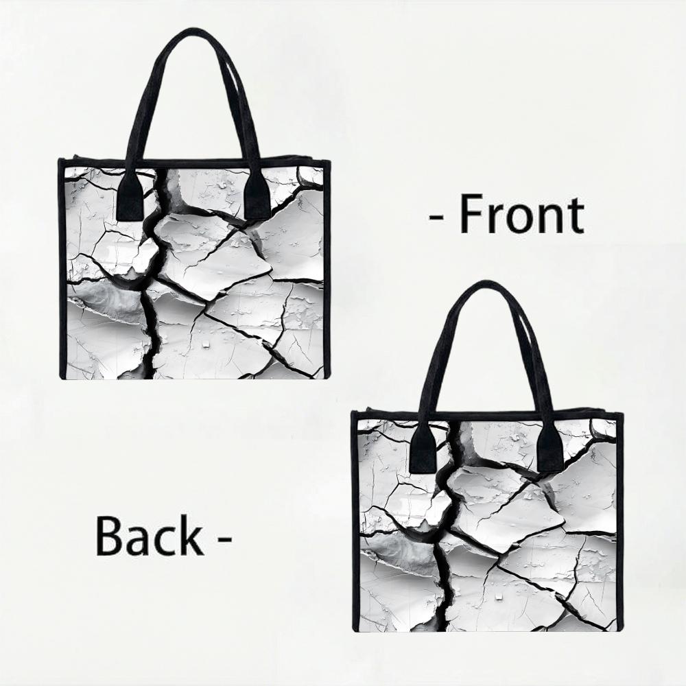 Crack Print Tote Bag Stylish Daily Carryall Large Casual Shoulder Handbag for Shopping Travel Commute