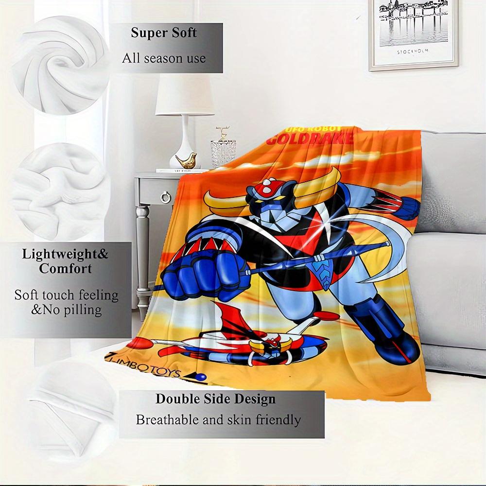1pc UFO Robot,Goldrake,ZumboToys Digital Print Flannel Blanket - Contemporary Style, Suitable for All Seasons, Perfect for Home, Travel, or