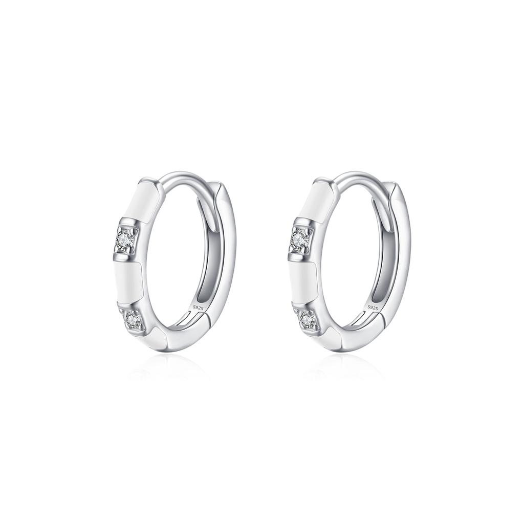 Dazzling Tiny Ear Buckles for Women Fine Jewelry Summer Design 925 Sterling Silver Small Trendy Colorful Enamel Hoop Earrings