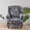 Spandex Wingback Chair Covers Stretch Wing Armchair Cover with Seat Cushion Cover Elastic Sofa Slipcover Flower Print Sofa Cover