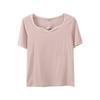 Large size women's clothing design sense V-neck short-sleeved T-shirt spring and summer new front shoulder elastic top 121984