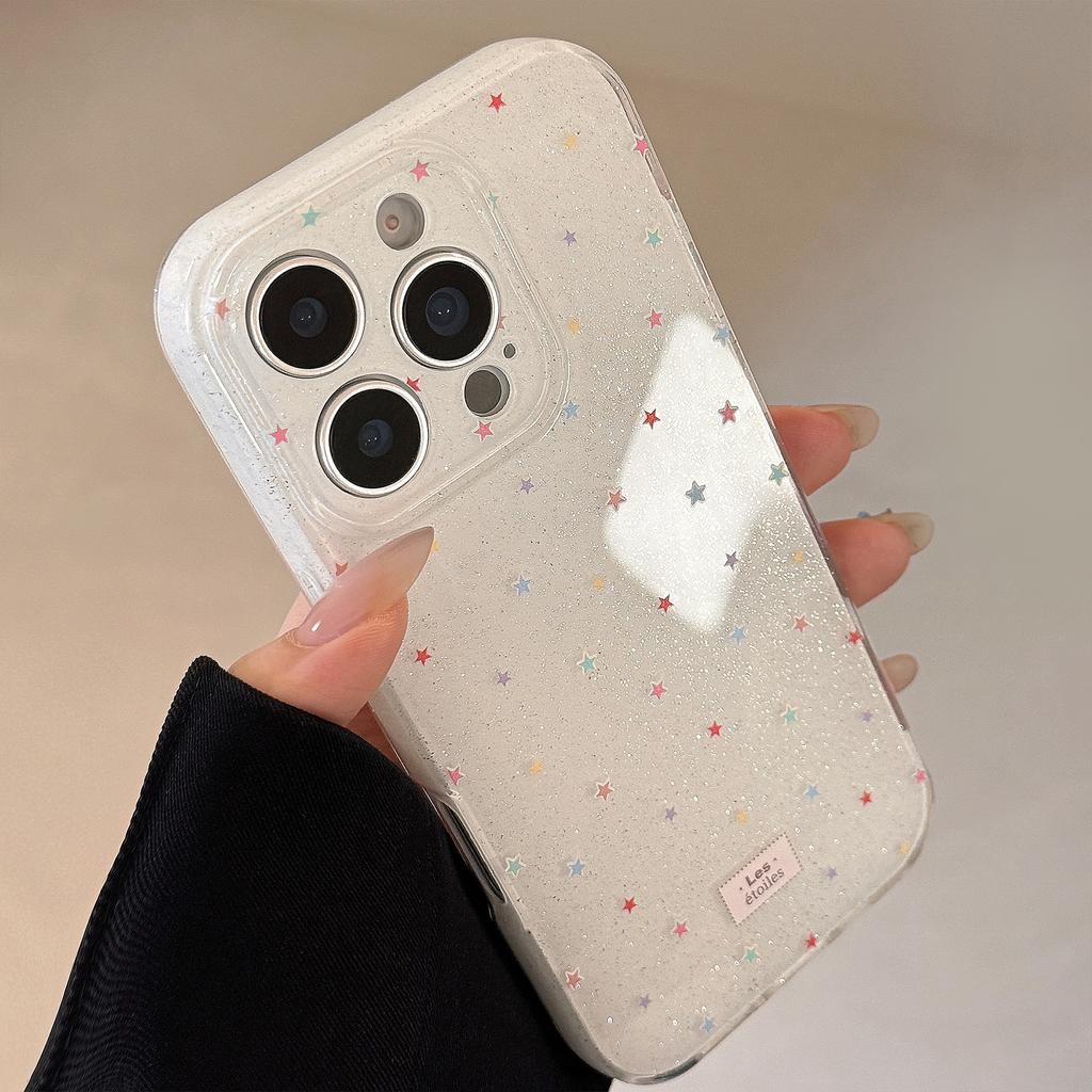 Colorful Stars Full Screen Apple 16 Mobile Phone Case Applicable To IPhone15promax Soft Case 14 Double Layer Glitter 11 Korean 13