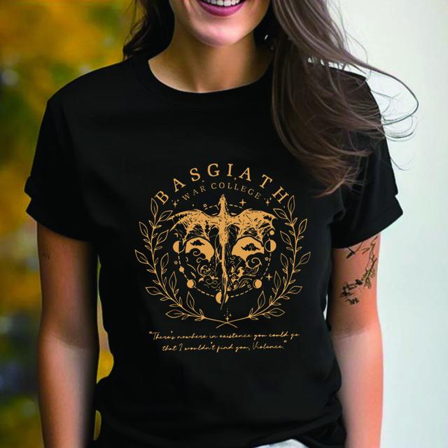 

Футболка Basgiath War College, эстетическая рубашка четвертого крыла, ретро рубашки Fly or Die, футболка Fourth Wing Riders Quadrant, книжный подарок S чёрный
