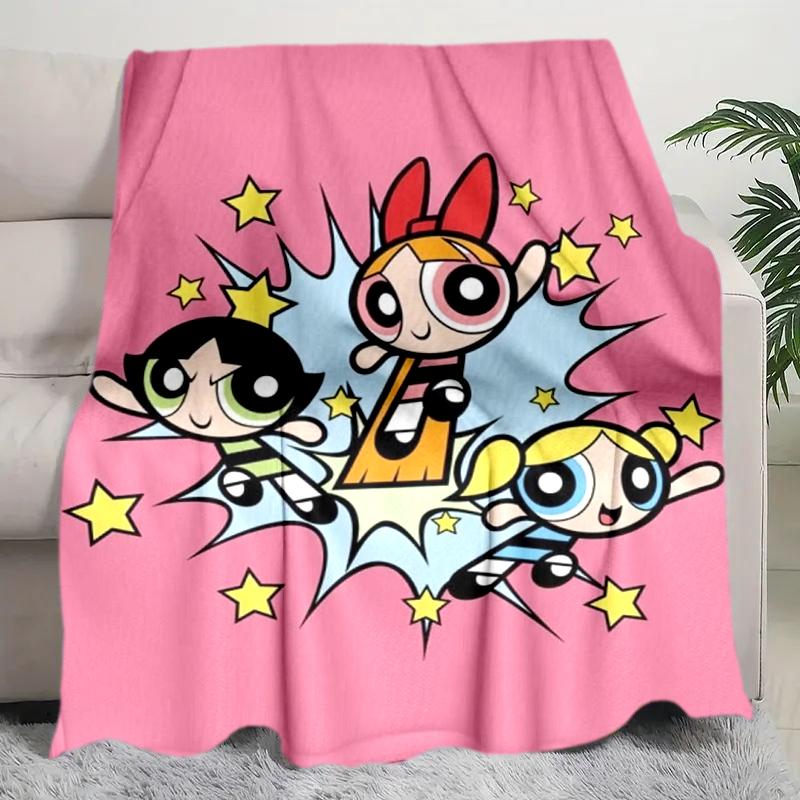 1PC The Powerpuff Girls printed blanket, all season lightweight home office outdoor nap multifunctional blanket A7